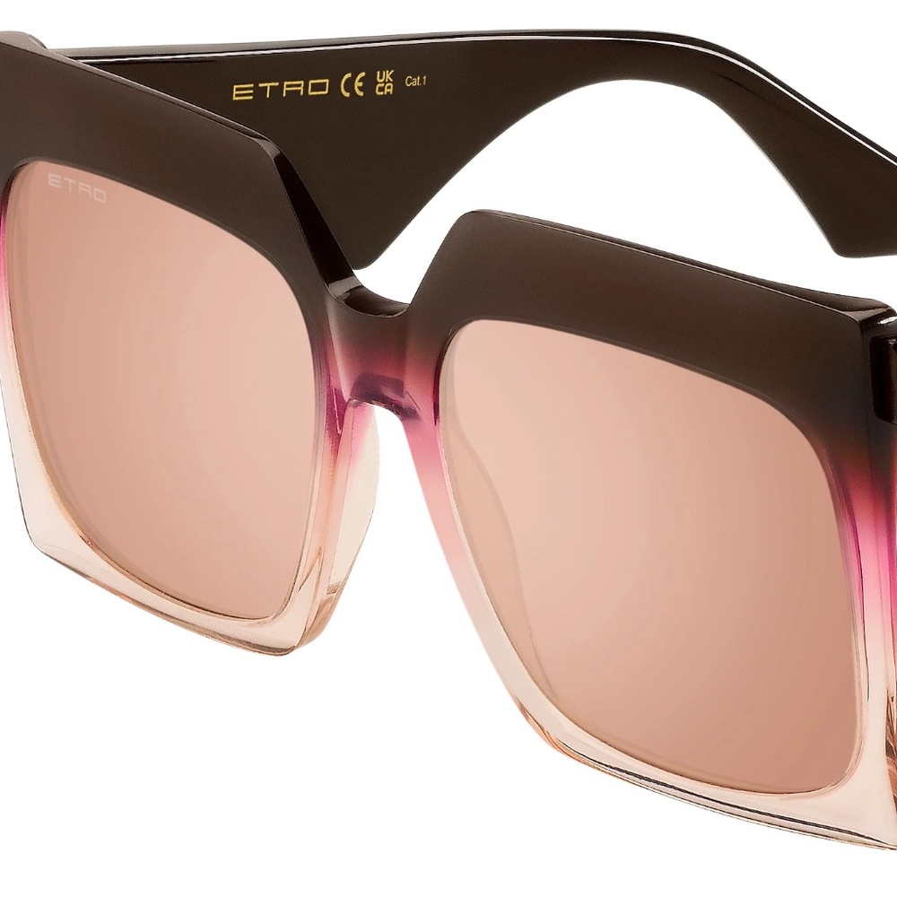 ETRO Brown Fuchsia Sunglasses with Flash Mirror Pink Lenses NWT $430 - Picture 3 of 13